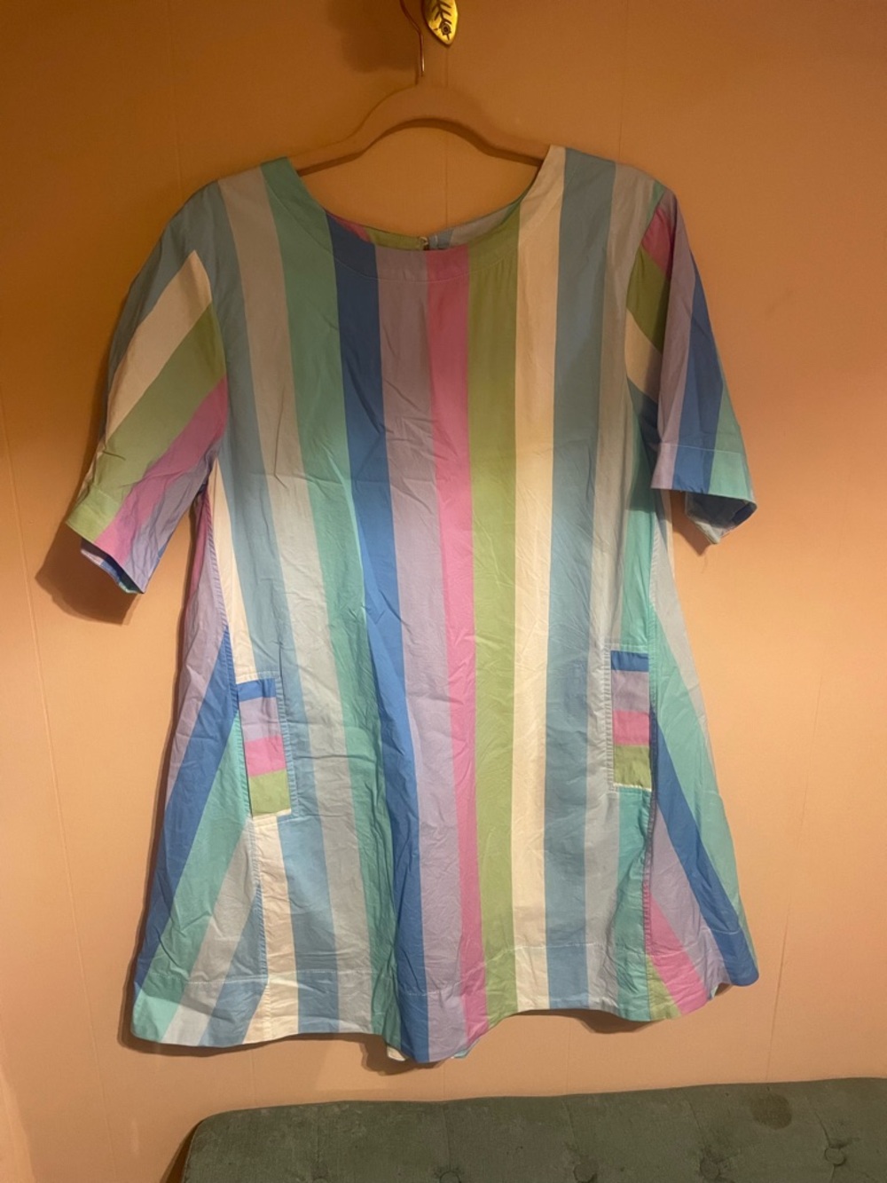 Pastel Multi-Stripe Short Sleeve Dress